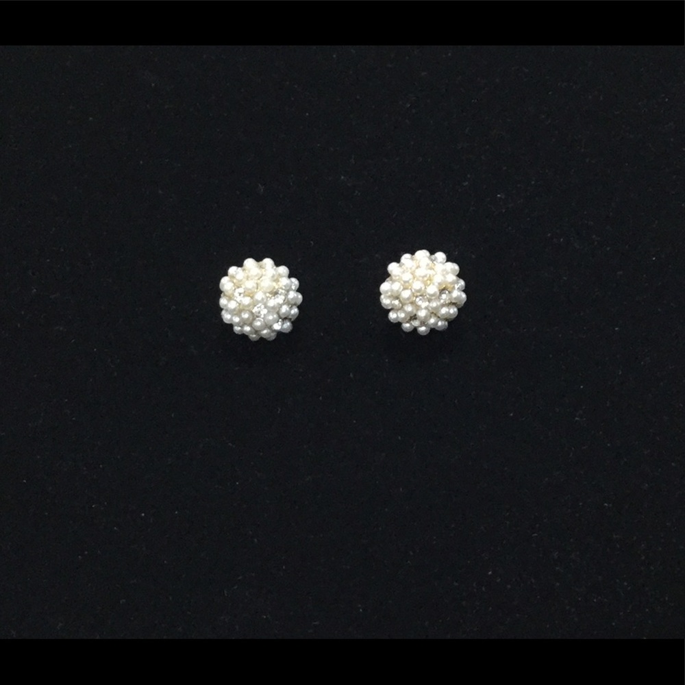 Pearl and Diamond Scoops of Gems Earrings - Faux